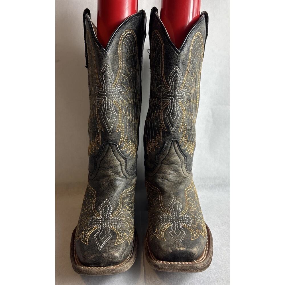 Corral Teens Distressed Black Cowboy Boots Size 3 T A 1032